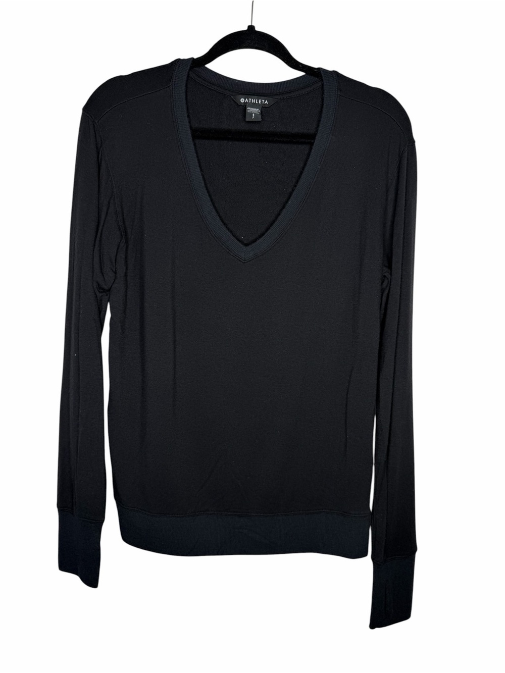 ATHLETA / black sunrise v-neck long sleeve jersery sweatshirt / S